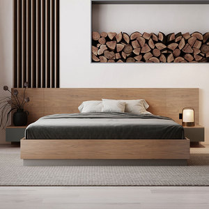 Modern Minimalist Japanese Tatami Wooden King Size Storage Bed Set With Drawer Double MDF Bed Frame With Headboard