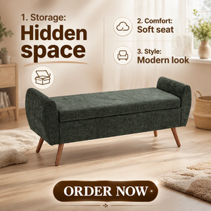 Multi-Functional Long Storage Ottoman Bench