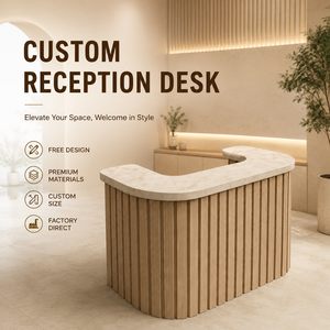 Custom Curved Vertical Fluted Reception Desk MDF Counter