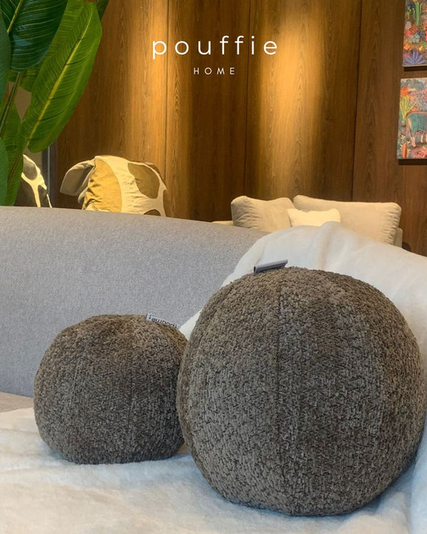 Boucle Ball Cushion custom upholstered sphere pillow