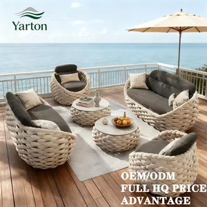 Custom Modern Outdoor Furniture Weather Resistant Rope Weaving Garden Sofa Set