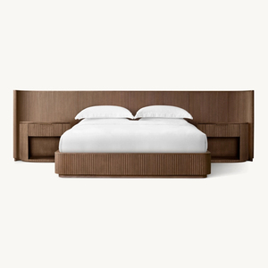 Indoor Wood Bedroom Furniture Sets Wood Platform Bed Byron Extended Shelter Bed With Open Nightstands