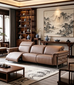 Modern Style Genuine Leather L-Shape Three Seat Sofa for Living Room and Small Apartment Villa with Sponge Upholstered