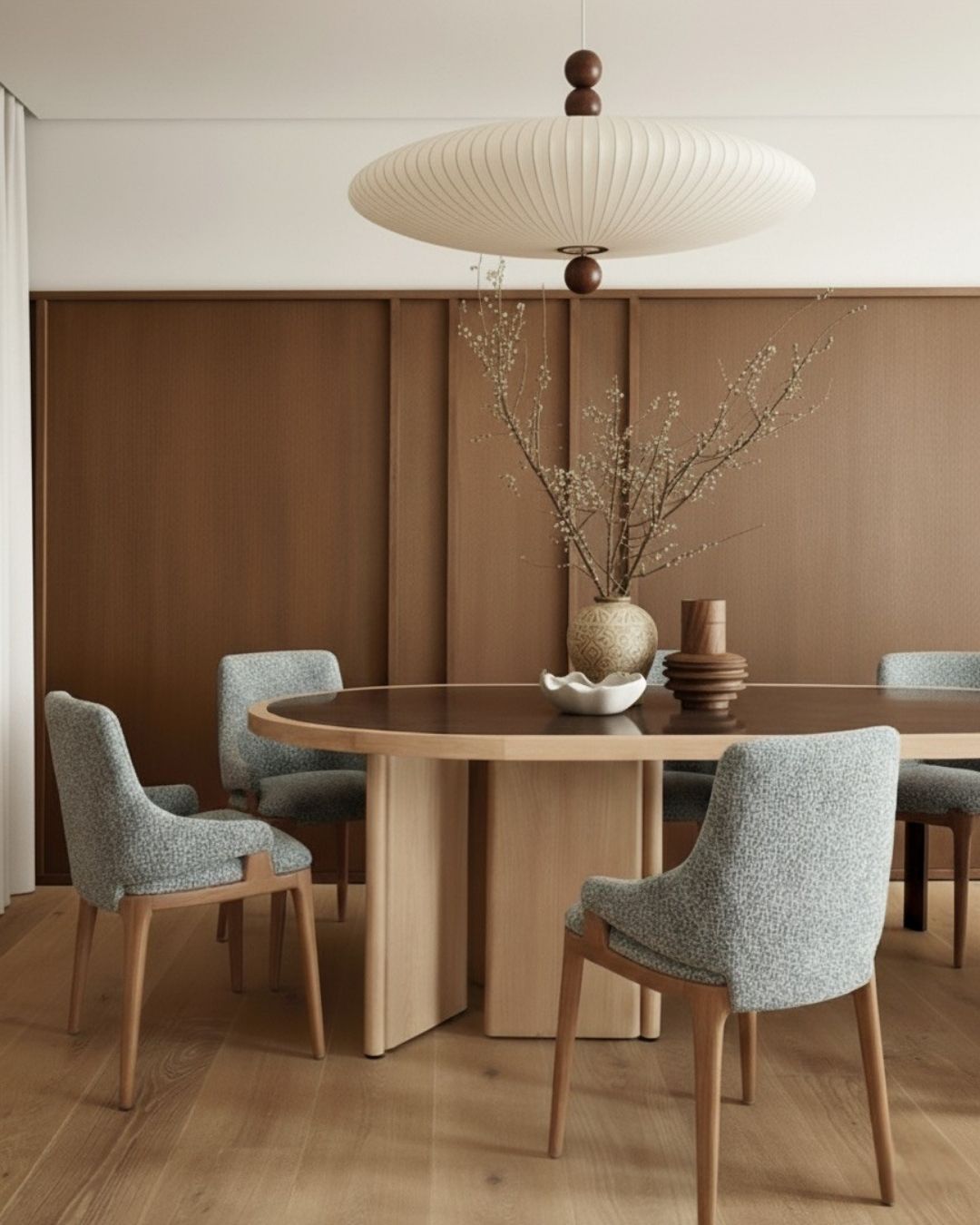 Solid Teak Minimalist Dining Table with Sculptural Legs