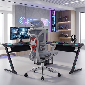 Swivel Ergonomic Mesh Chair with Retractable Footrest