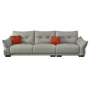 Luxurious Modern Full-grain Cowhide Sofa Set for Three-seater Furniture, Suitable for Hotel or Apartment Living Rooms