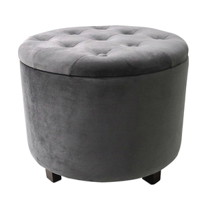 Space Saving Living Room Round Velvet Foot Rest