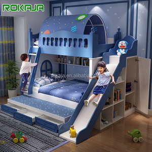 New Wood Bunk Bed Children Multifunctional Bunk Bed for Kids Bunk Beds With Storage Sliding Board Girls Boy Bedroom Furniture