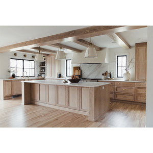 Vermont New Customized Color Design Oak Cherry Solid Wood Kitchen Cabinets Contemporary Wooden Kitchen Cabinets for Indoor