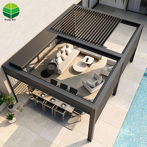 Motorized Retractable Pergola Aluminum Waterproof Louvered Roof