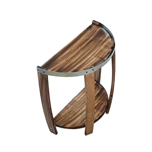 Solid Wood Oak Modern Coffee Table 23.6 Side Table Wine Barrel Design Handmade Portable Eco-Friendly Storage Rack