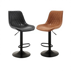 Modern Luxury Metal Frame Rotating Lifting Bar Stool with Round Pedestal Base for Commercial Use