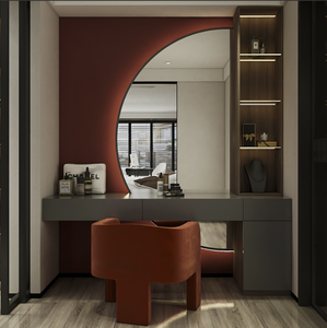 Easy Assembly Modern Hotel Dressing Table with Smart Storage, Luxury Wood Panel Vanity Desk for Contract Furniture