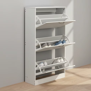 Narrow Shoe Storage Cabinet with 3 Flip Drawers