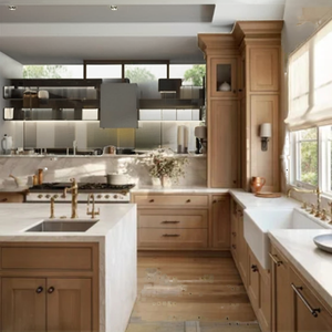 KELEN 2026 Solid Wood Modular Kitchen Cabinets With Flat And Shaker Doors Factory Direct White Oak Kitchen Cabinets